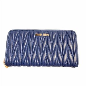 MiuMiu Matelasse Wallet In Royal Blue